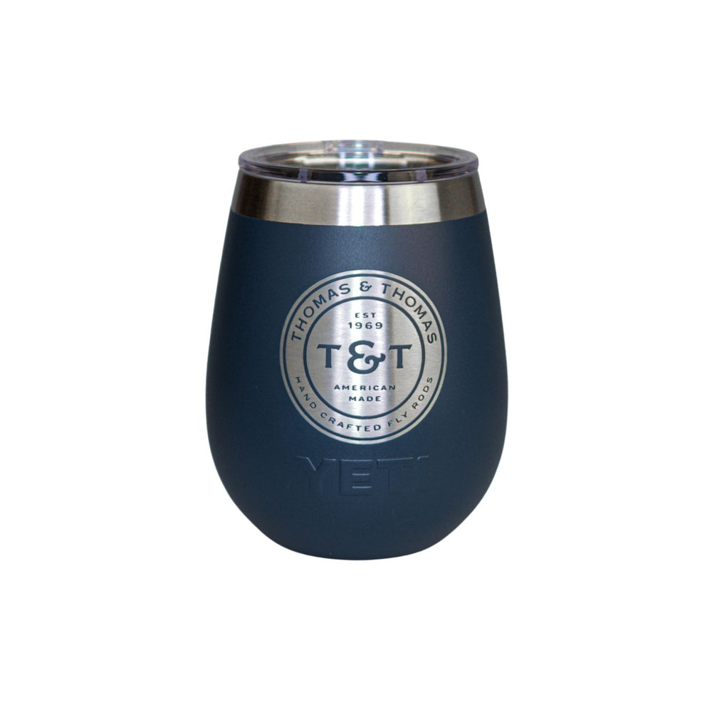 Thomas & Thomas Rods & Accessories - Navy T&T Badge 10oz Wine Tumbler engraved with T&T Badge 