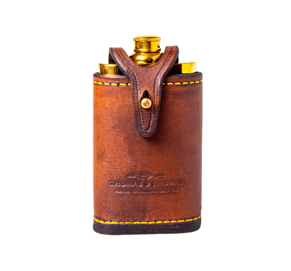 Thomas & Thomas  Leather Hip Flask & Belt Pouch